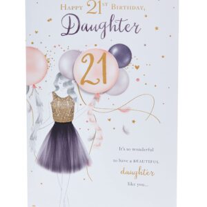 UK Greetings 21st Birthday Card for Daughter - Pretty Dress Design, Multi, 149mm x 229mm