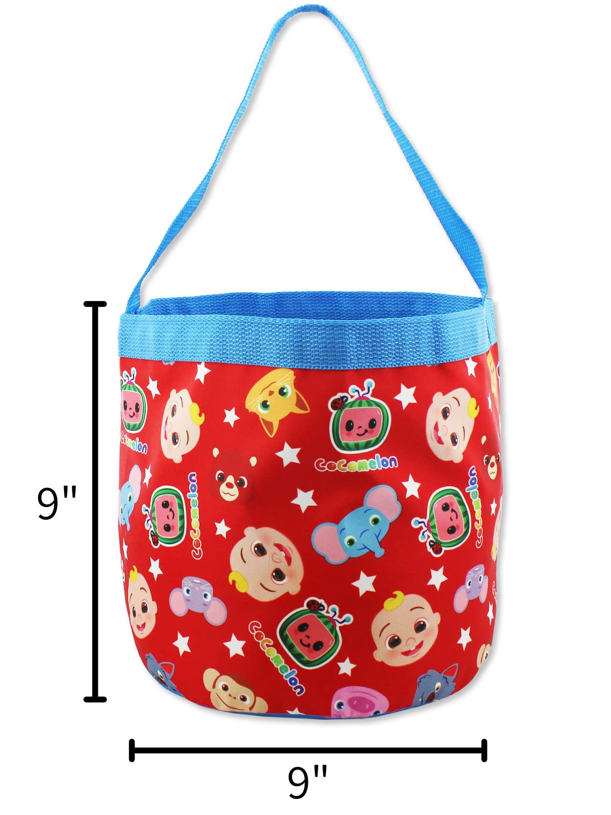 CoComelon Collapsible Nylon Basket Bucket Tote Bag (Red, One Size)