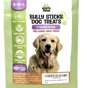 Nemeth Farms Premium European Beef Bully Sticks 6" - 100% Extra Lean Bully Bones Rawhide-Free & Odor-Free Dog Treats for Small, Medium and Large Dogs | Long Lasting Dental Dog Chews - Pack of 30