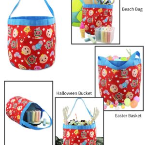 CoComelon Collapsible Nylon Basket Bucket Tote Bag (Red, One Size)