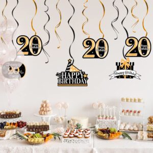 AERZETIX Happy 20th Birthday Decorations Set,12Pcs 20th Birthday Gold Glitter Swirls Streamers,Happy 20th Birthday Bunting Banner,Cheers to Twenty Years Old Bday Party Decorations.[Pre-Strung]