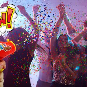 JA-RU Confetti Party Poppers Gun (2 Guns & 56 Shots) Party Supplies Reusable Multicolor Metallic Confetti Poppers Gun Confetti Gun, Party Favors or Kids and Adults Birthday Parties.955-2-956-2s