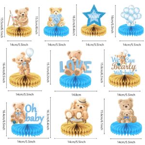 10 Pcs Bear Baby Shower Party Supplies Bear Honeycomb Centerpieces for We Can Bearly Wait Baby Party Decorations Table Honeycomb for Boys Kids Gender Reveal Baby Shower Wedding Birthday Party Favors