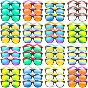 sunglasses bulk for party favors, 48 pack neon plastic sunglasses with uv400 protection, great gift for birthday supplies, graduation, summer pool beach party favors, goody bag filler for boys girls