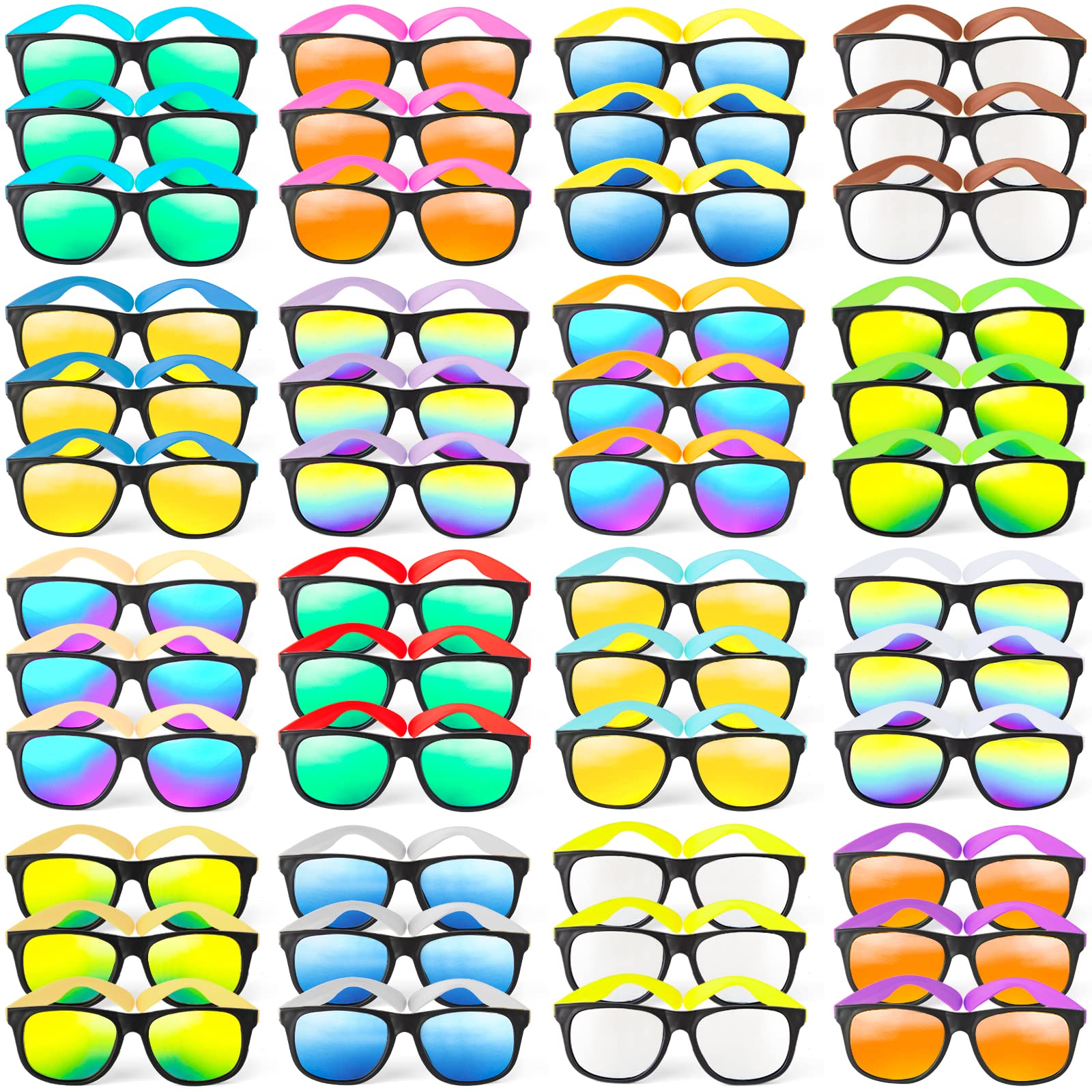 Sunglasses Bulk for Party favors, 48 Pack Neon Plastic Sunglasses with UV400 Protection, Great Gift for Birthday Supplies, Graduation, Summer Pool Beach Party favors, Goody Bag Filler for Boys Girls