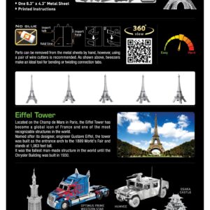 Metal Earth Premium Series Eiffel Tower 3D Metal Model Kit Bundle with Tweezers Fascinations