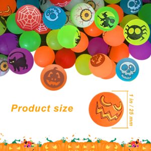 Taocco 100 Pieces Halloween Bouncing Balls,10 Halloween Theme Designs Glow in The Dark Bouncy Toys Balls,Halloween Party Favor Supplies,Classroom Game Rewards,Trick or Treat Party Bag Filler