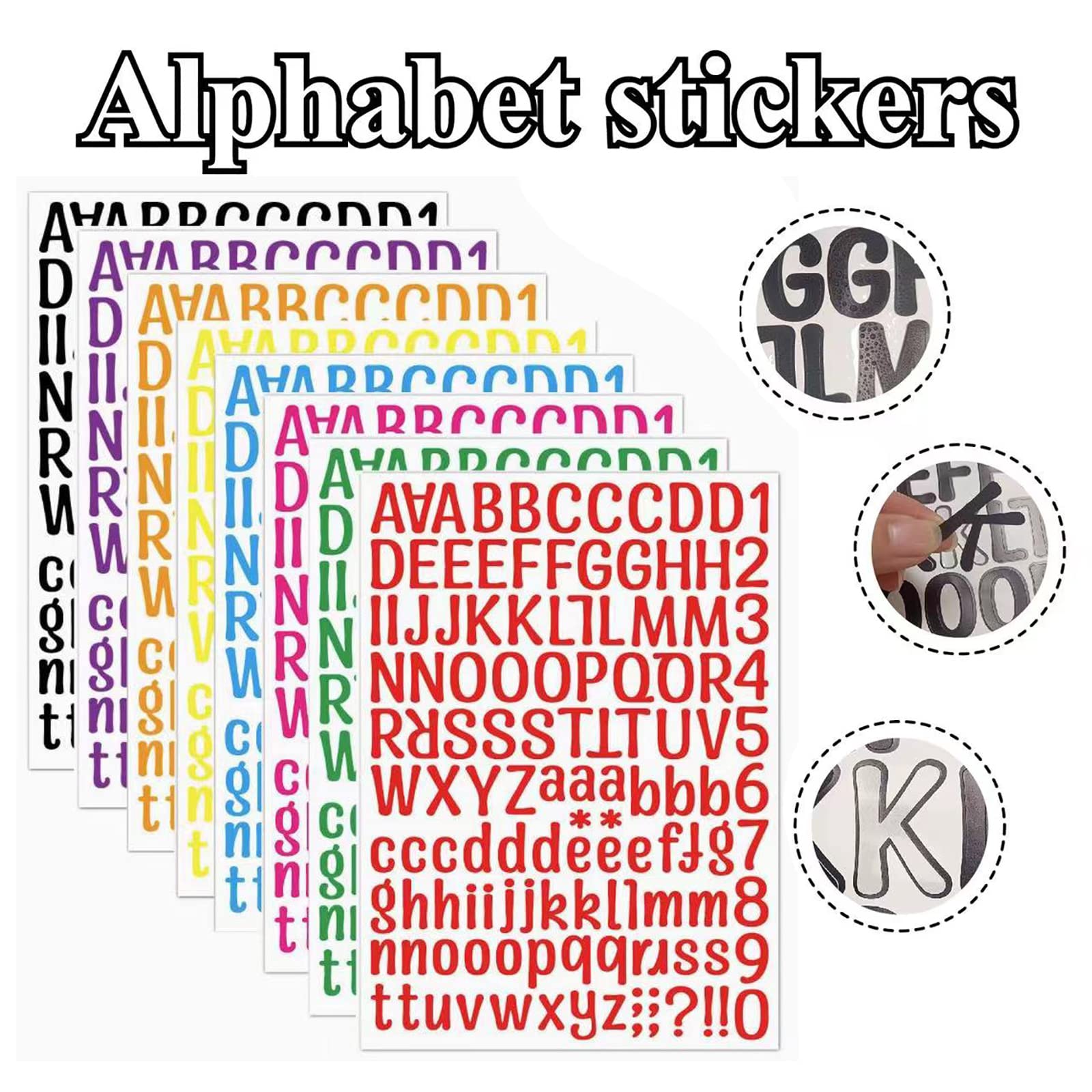 8 Sheets Letter Stickers, 1008 Alphabet Stickers,1 inch Vinyl Self-Adhesive Sticker Letters, Black Alphabets ABC Stickers, for DIY Mailbox House Numbers, Scrapbooking Embellishments & Decorations