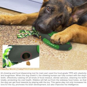 KAMHX Dog Teeth Clean Chewing Durable Football, for Small and Medium-Sized Dogs Missing Food, Human Dog Interaction, with Squeaky Durable Chewing Toys (Dark Green)