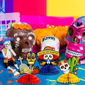 Pajean 12 Pieces Day of the Dead Honeycomb Table Centerpieces Halloween Dia De Muertos Sugar Skull for Mexican Party Decoration Supplies