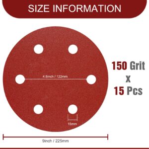 Awutzut 9 Inch 6 Hole Sanding Discs 150 Grit Hook and Loop for Drywall Sander 15PCS