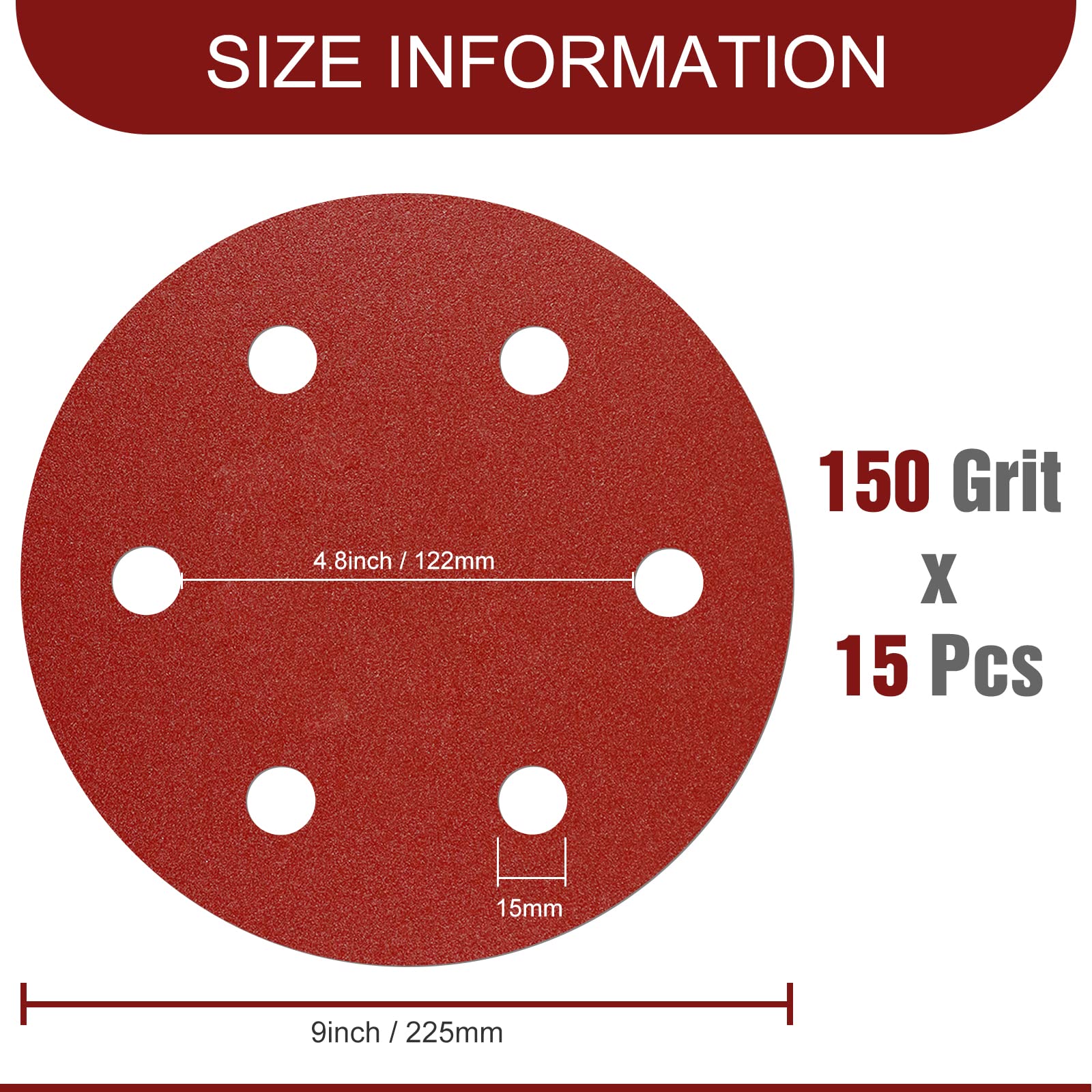 Awutzut 9 Inch 6 Hole Sanding Discs 150 Grit Hook and Loop for Drywall Sander 15PCS