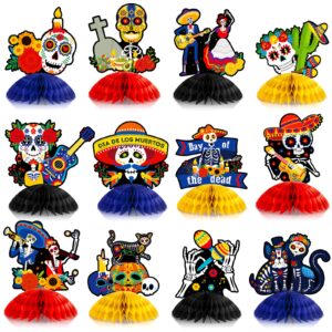 pajean 12 pieces day of the dead honeycomb table centerpieces halloween dia de muertos sugar skull for mexican party decoration supplies