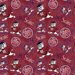 south carolina state university tone on tone cotton fabric by the yard-sc state bulldogs 100% cotton quilting fabric-sykel sct1178