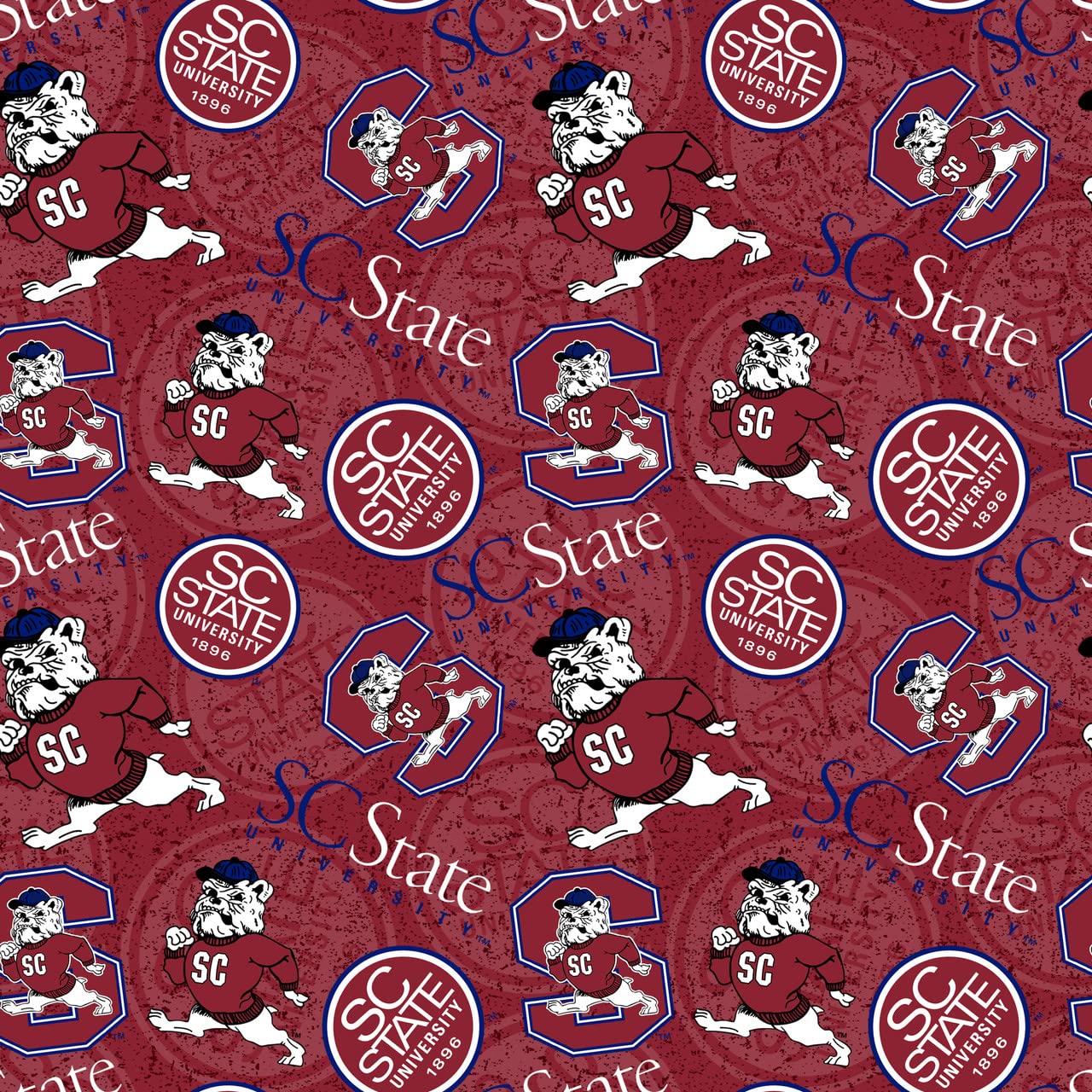 South Carolina State University Tone on Tone Cotton Fabric by The Yard-SC State Bulldogs 100% Cotton Quilting Fabric-SYKEL SCT1178