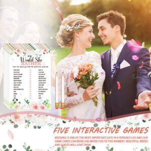 220 Pcs Floral Bridal Shower Game Set for 40 Guests Wedding Games Cards and Pencils Floral Bridal Game Supplies 5 Activity Accessories Gifts for Bride Groom Bachelorette Party Wedding Party Favors