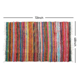 Ekakshx Chindi Rag Rug 4 * 6 I Hand Woven Rug & Reversible Runner Rug I Cotton Colorful Chindi Rug I 4 * 6 Feet