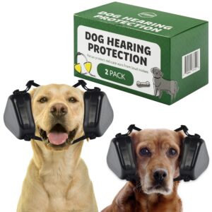 evergreen pet supplies [2 pack] med/large dog ear muffs for advanced dog hearing protection - fireworks relief - comfortable dog ear protection for hunting - ear covers for dogs