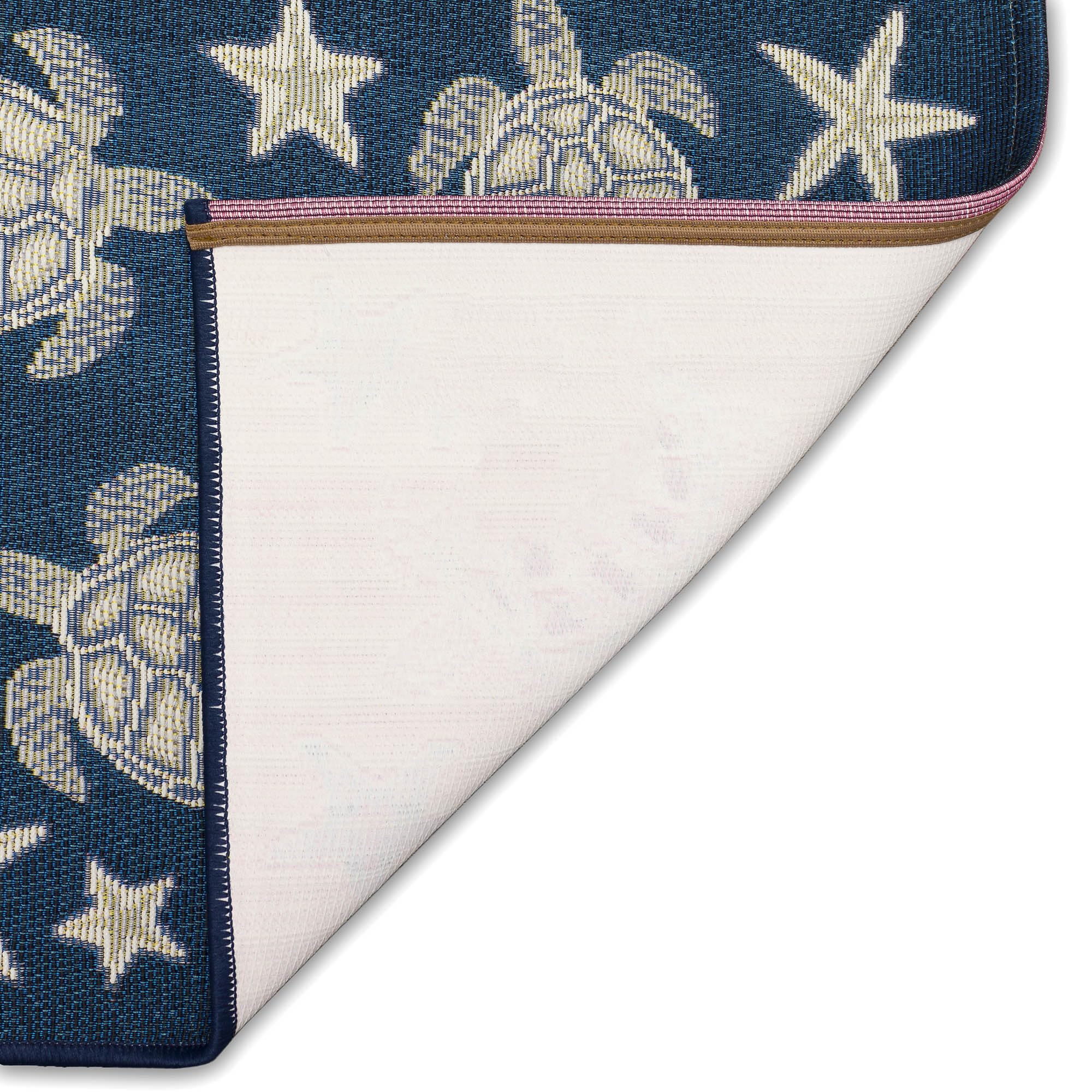 Liora Manne Esencia Machine Washable Non-Slip Low Profile Indoor/Outdoor Mat-Transitional, Coastal, Turtle, Whimsical, Turtle and Stars Navy 2' x 2'10"