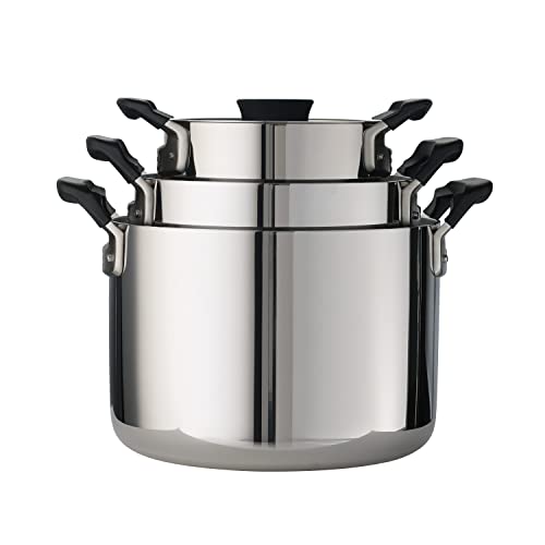 Tramontina Nesting 6 Pc Stainless Steel Tri-Ply Clad Sauce Pan and Stock Pot Set, 80116/048DS