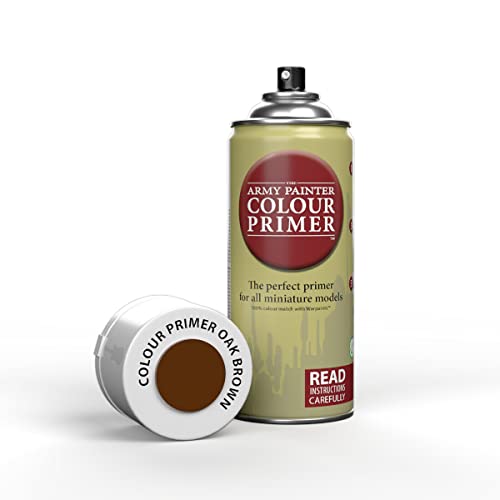 The Army Painter Color Primer Spray Paint - Acrylic Spray Undercoat for Miniature Painting - Spray Primer for Plastic Miniatures (Oak Brown)