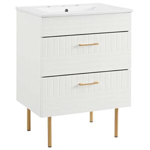 modway daybreak bathroom vanity, 24" with white sink