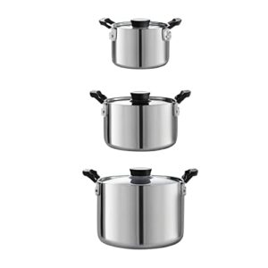 Tramontina Nesting 6 Pc Stainless Steel Tri-Ply Clad Sauce Pan and Stock Pot Set, 80116/048DS