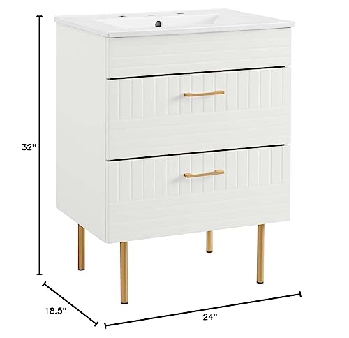 Modway Daybreak Bathroom Vanity, 24" with White Sink