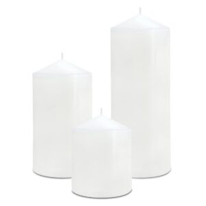 pillar candles 3 x 4, 6, and 8 inches, large handmade candles set of 3, white decorative candles for wedding, home decoration, dinner, church