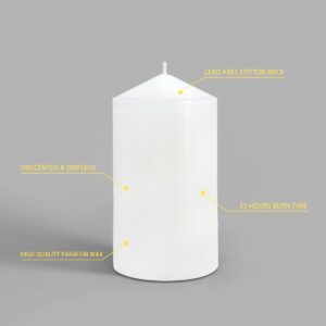 Pillar Candles 3 x 4, 6, and 8 inches, Large Handmade Candles Set of 3, White Decorative Candles for Wedding, Home Decoration, Dinner, Church