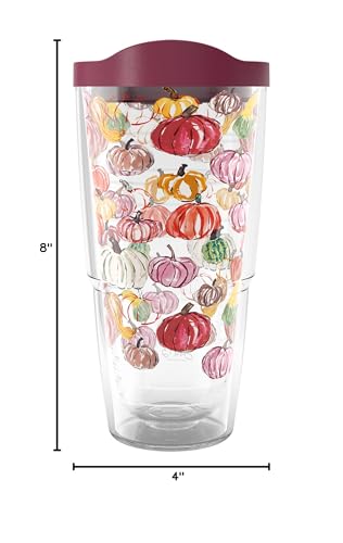 Tervis Sara Berrenson Fall Pumpkin Pattern Made in USA Double Walled Insulated Tumbler Cup Keeps Drinks Cold & Hot, 24oz, Classic