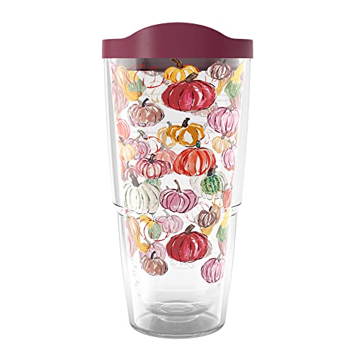 Tervis Sara Berrenson Fall Pumpkin Pattern Made in USA Double Walled Insulated Tumbler Cup Keeps Drinks Cold & Hot, 24oz, Classic