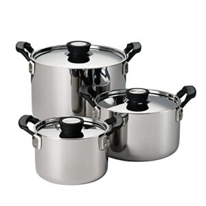 tramontina nesting 6 pc stainless steel tri-ply clad sauce pan and stock pot set, 80116/048ds