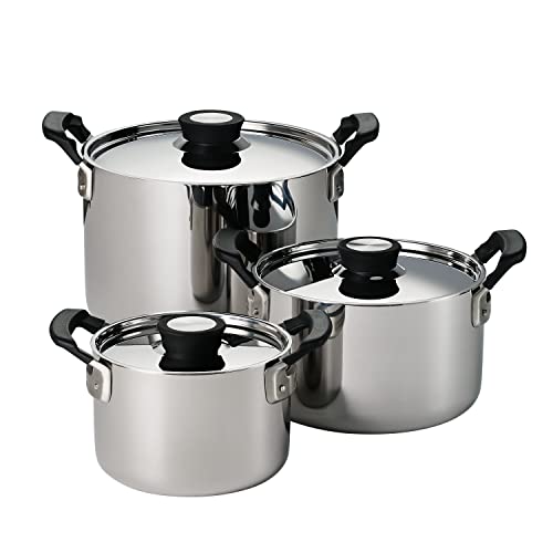 Tramontina Nesting 6 Pc Stainless Steel Tri-Ply Clad Sauce Pan and Stock Pot Set, 80116/048DS