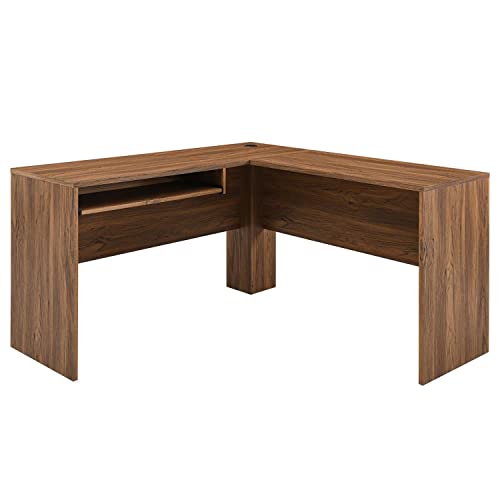 Modway Envision Mid-Century Modern, Desk and File Cabinet Set, Walnut White