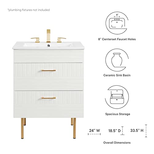 Modway Daybreak Bathroom Vanity, 24" with White Sink