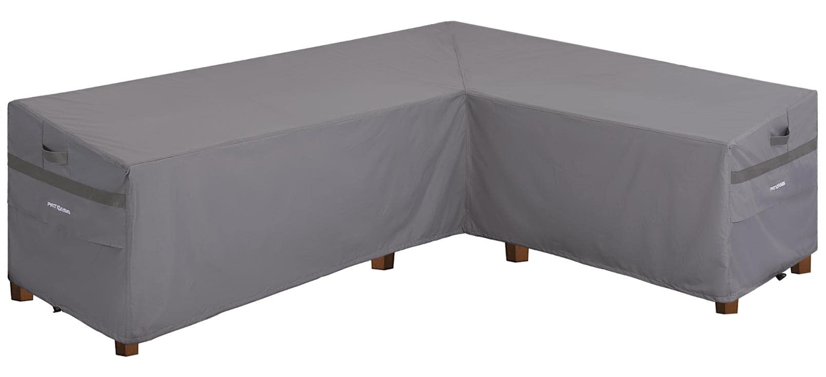 PATIOASIS Sectional Outdoor Furniture Cover Waterproof, Right Facing Patio Deck Lounge Set Sofa Covers Grey L Shaped 106''L x 85''L x 34''D x 31''/26''H