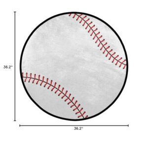 Pardick Baseball Rug Round 3ft Circle American Sport Area Rug for Men Living Room,Kids Boys Bedroom Playroom Home Decor Sports Baseball Pattern Nursery Rug White (36.2 inch)