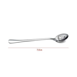 YSUNM Ming Heng Good morning sister spoon - Engraved gift for in law birthday wedding best creative gift, Silver, L19.5cmxW3.5cm (XY20)