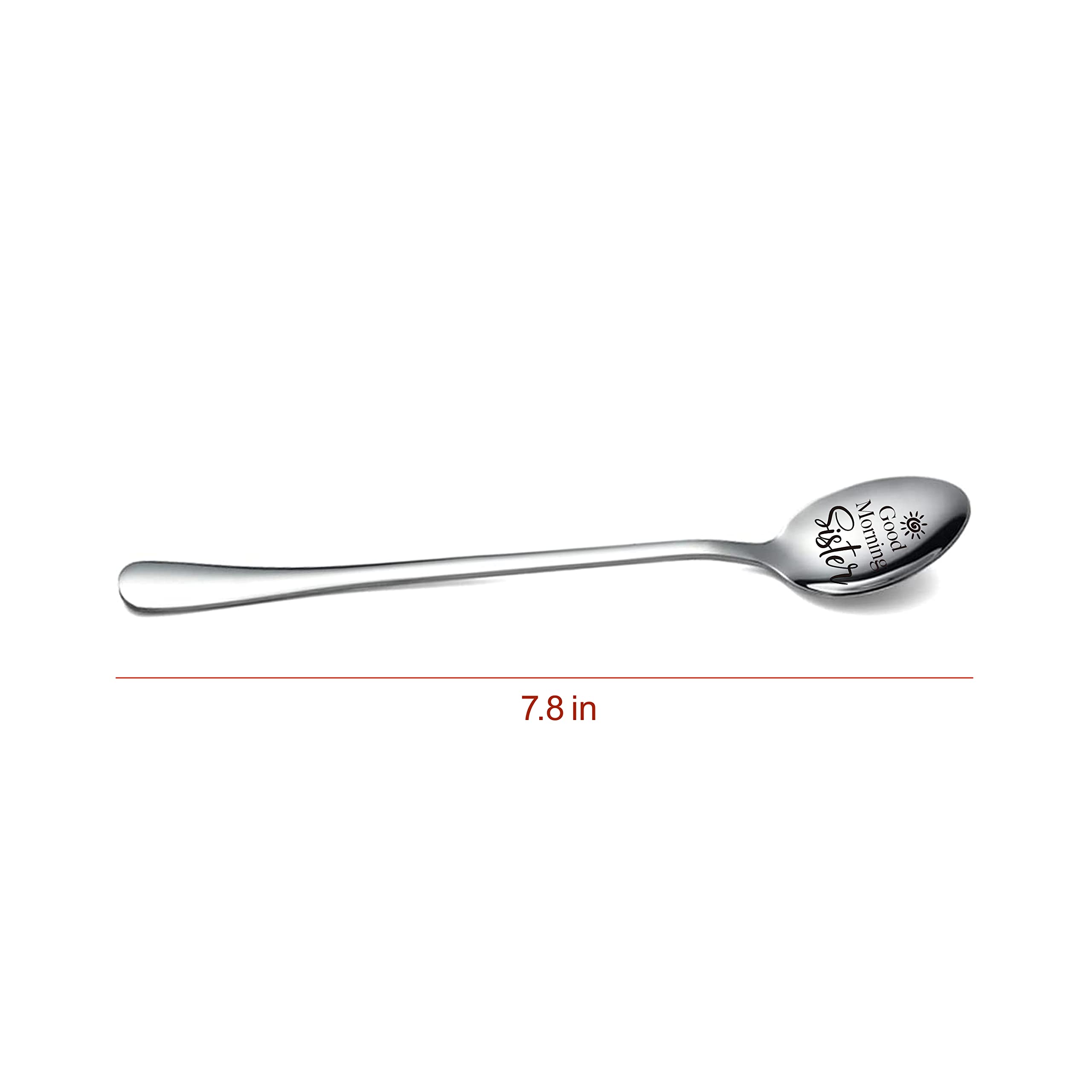 YSUNM Ming Heng Good morning sister spoon - Engraved gift for in law birthday wedding best creative gift, Silver, L19.5cmxW3.5cm (XY20)