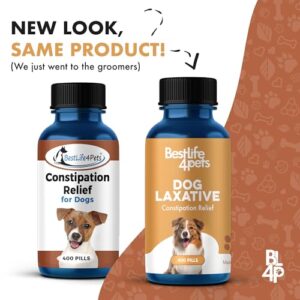 Dog Laxative Constipation Relief - Dog Stool Softener Remedy Eases Irregular Bowel Movements, Scooting & Rectal Itching; Supports Canine Digestion & Dog Gas Relief - 400 Odorless, Tasteless Pills