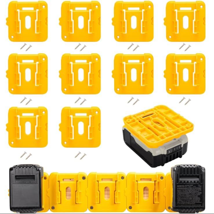 Crivnhar 10 Pack Battery Holder for Dewalt 20V Battery Mounts Dock Holder Fit for DCB200 DCB201 DCB202 DCB203 DCB204(w/20 Screws, No Battery)