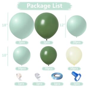 LyzzGlobo Mint Green Balloon Garland Kit, 117pcs Beige and Sage Olive Green Balloon Arch Kit for Wedding Bridal Shower Baby Shower Birthday Party Decorations Supplies