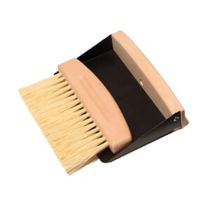 mini broom and dustpan set, wood hand broom with natural horsehair bristles,whisk broom sand brush