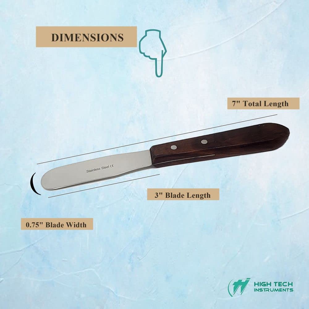 Stainless Steel Lab Spatula Laboratory Mixing Tool with Wooden Handle, 3" Polished Blades & Brass Rivets Sampling Shovel for Powders, Gels, Paste + More