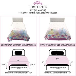 Franco Disney Princess Super Soft Plush Microfiber Reversible Comforter, Twin/Full, (Official) Disney Product