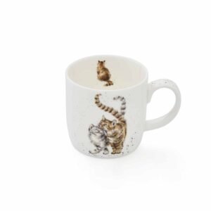 royal worcester wrendale designs feline fine mug | 14 ounce large coffee mug with cat design | made from fine bone china | microwave and dishwasher safe