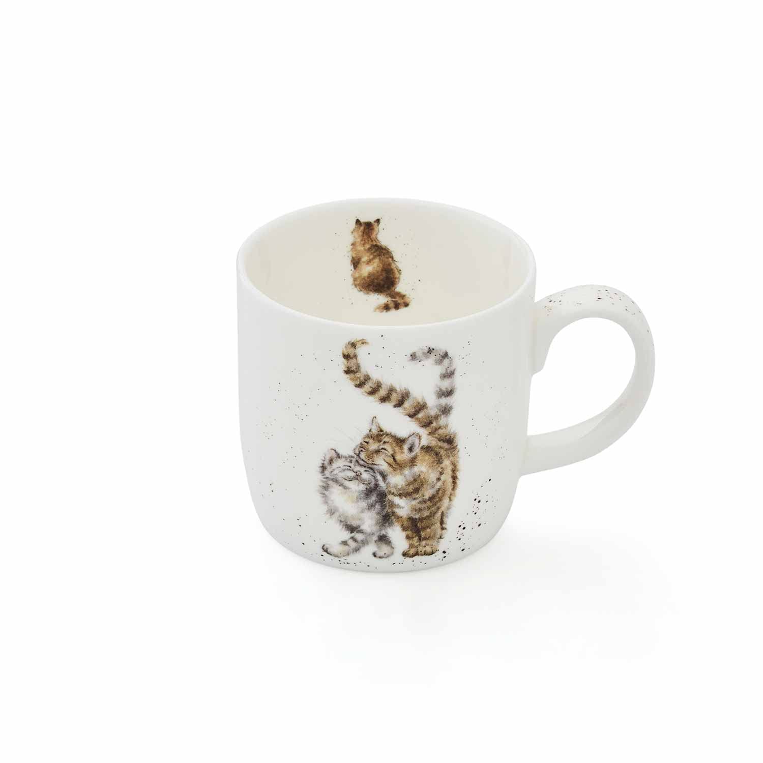 Royal Worcester Wrendale Designs Feline Fine Mug | 14 Ounce Large Coffee Mug with Cat Design | Made from Fine Bone China | Microwave and Dishwasher Safe