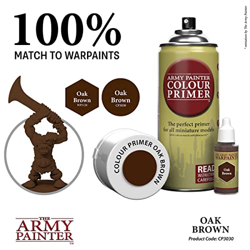 The Army Painter Color Primer Spray Paint - Acrylic Spray Undercoat for Miniature Painting - Spray Primer for Plastic Miniatures (Oak Brown)