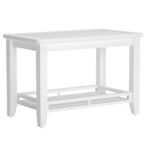 zoopolyn bamboo shower bench seat with storage shelf shower stool chair for shaving legs in bathroom & inside shower white